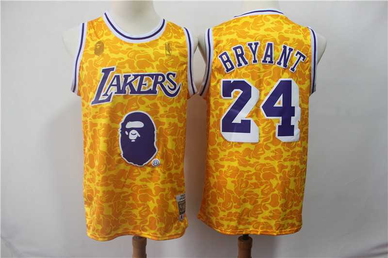 Lakers Bape 24 Kobe Bryant Yellow Hardwood Classics Jersey,We sell and wholesale Lakers Bape 24 Kobe Bryant Yellow Hardwood Classics Jersey on line form chian!